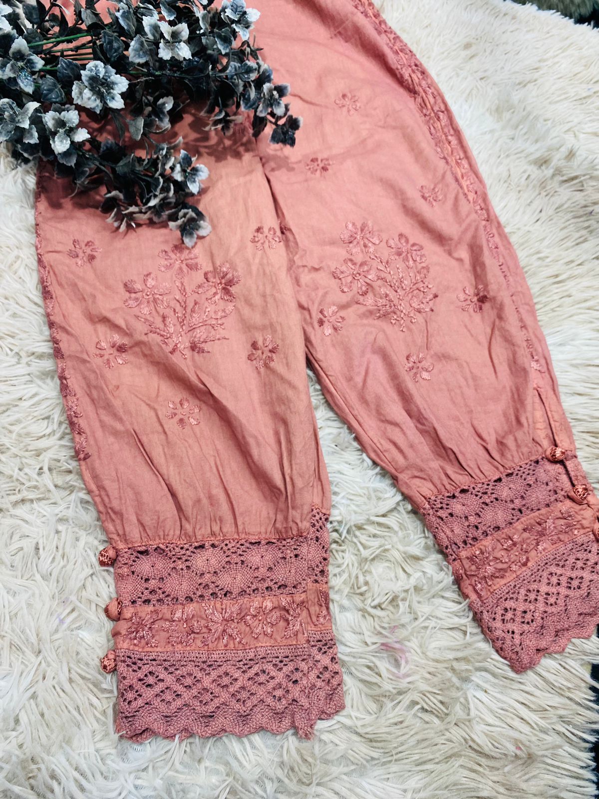 Light Brown Chikankari Afghani Salwar