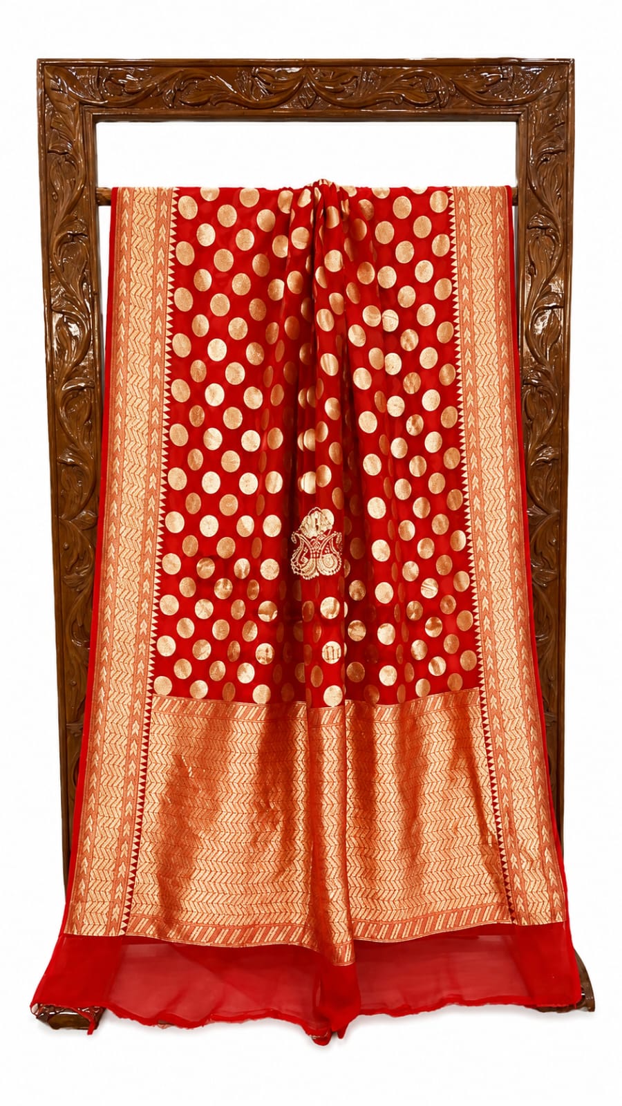 Red Banarasi Handloom Semi Georgette Saree