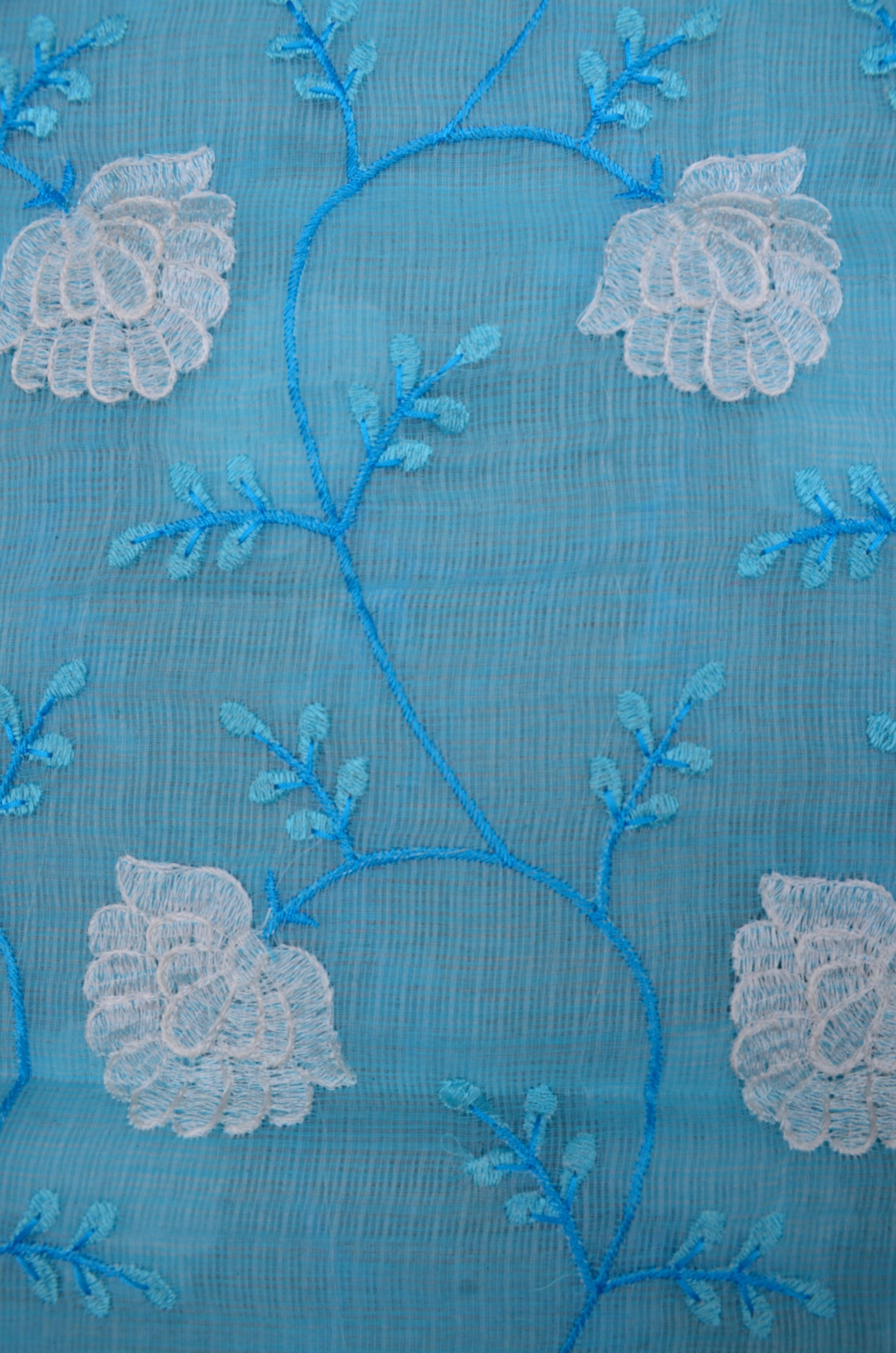 Shachi- Sky Blue Kota Doriya Embroidery Work Suit