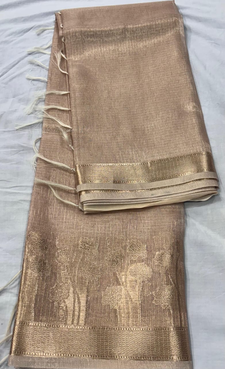 Banarasi Handloom Shimmer Tissue Zari Border Silk Saree