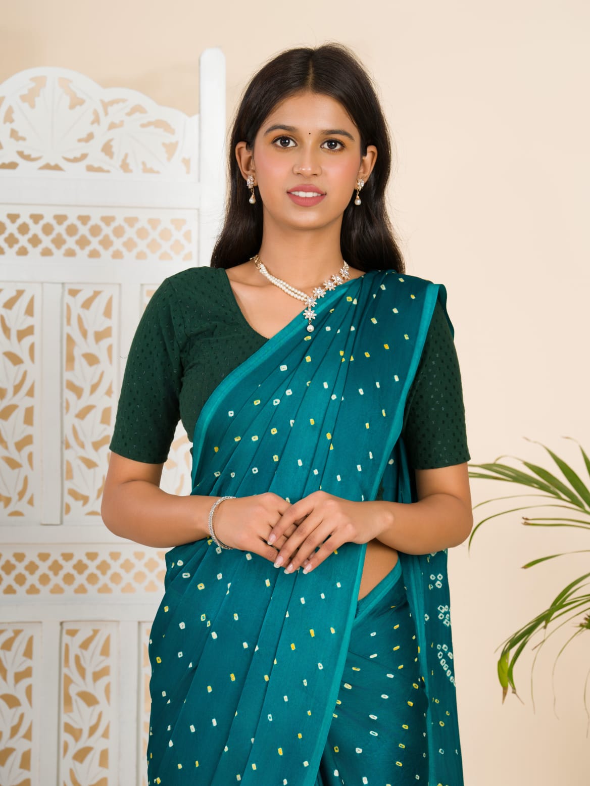 Teal Green Modal Gaji Silk Saree
