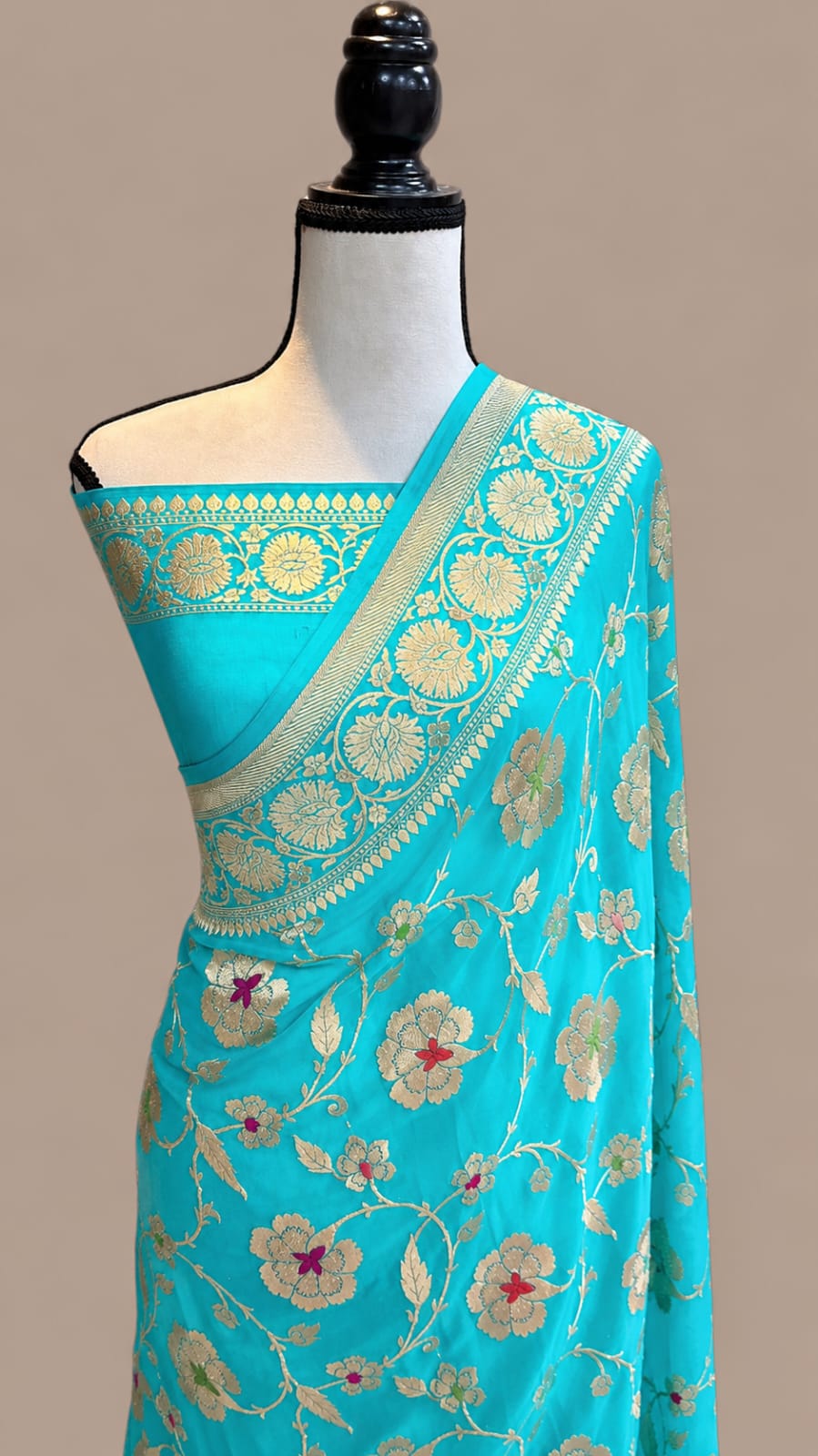 Blue Banarasi Handloom Semi Georgette Saree