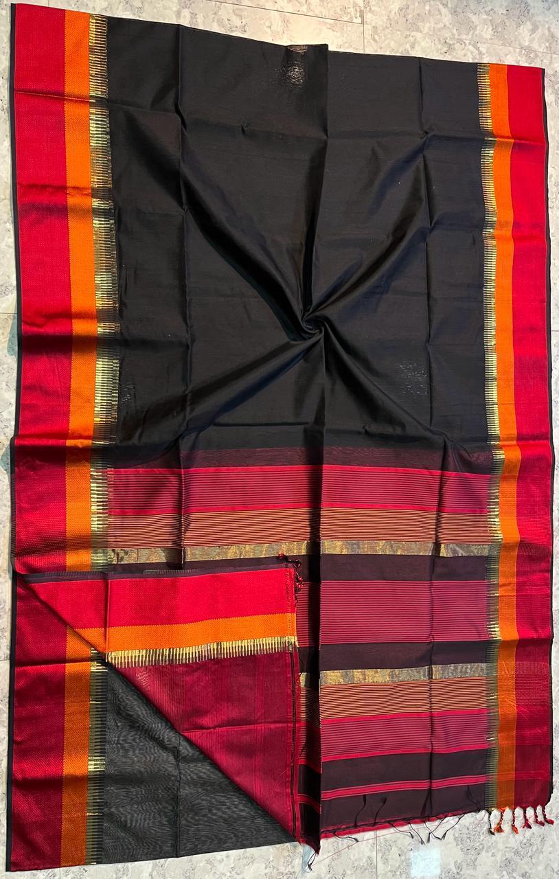 Maheshwari Silk Saree In Black