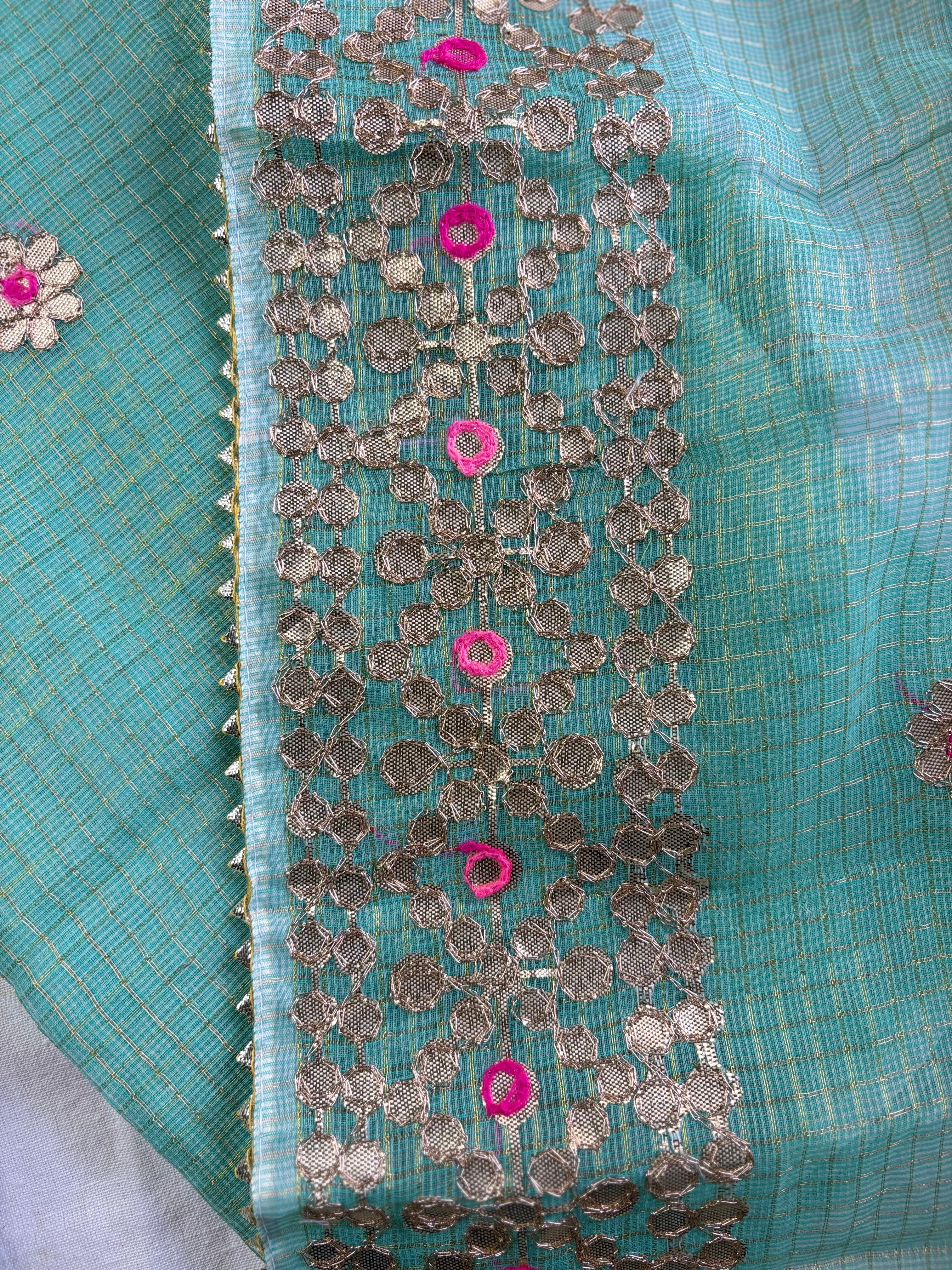 Wedding Wear Kota Gota Patti Salwar Suit In Gota Work Green Color