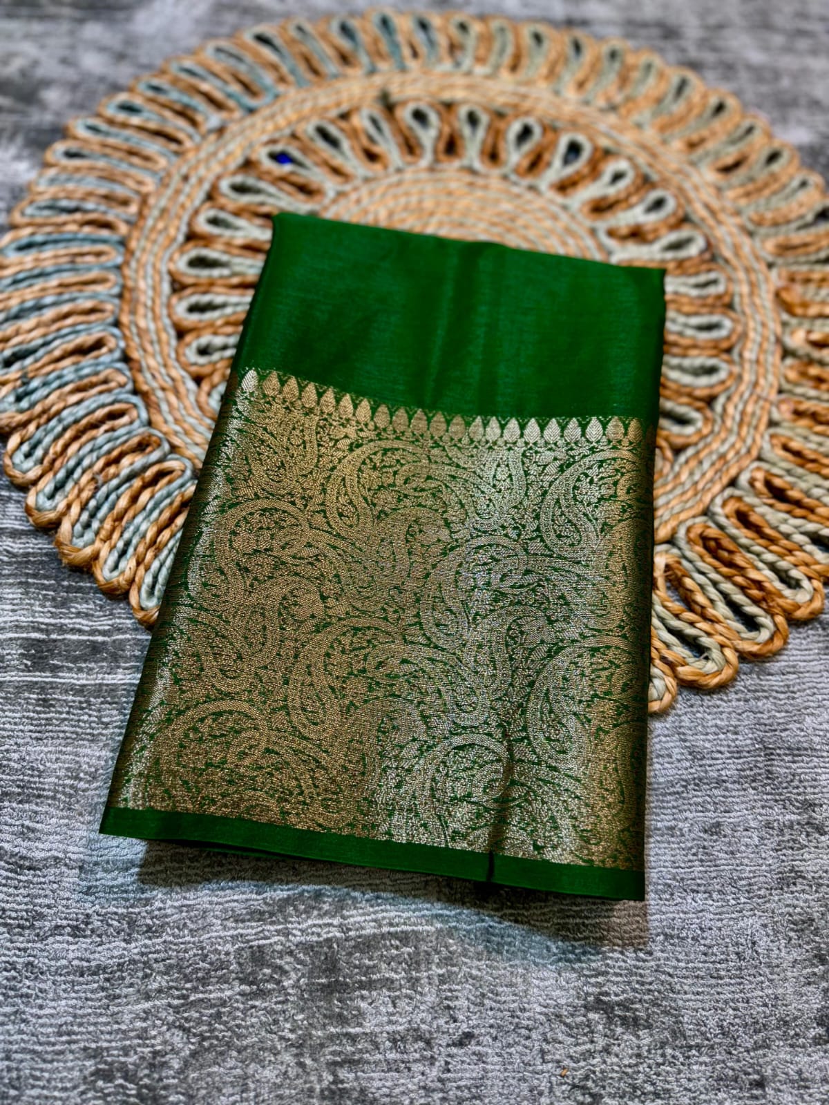 Green Banarasi Handloom Zari Border Silk Saree