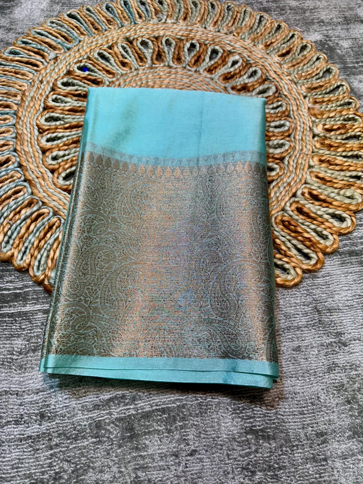 Light Blue Banarasi Handloom Zari Border Silk Saree