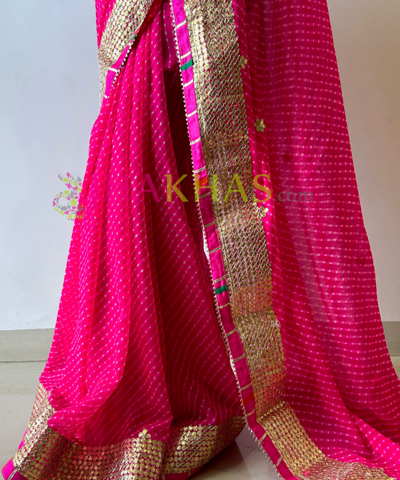 Pink Leheriya Gota Saree