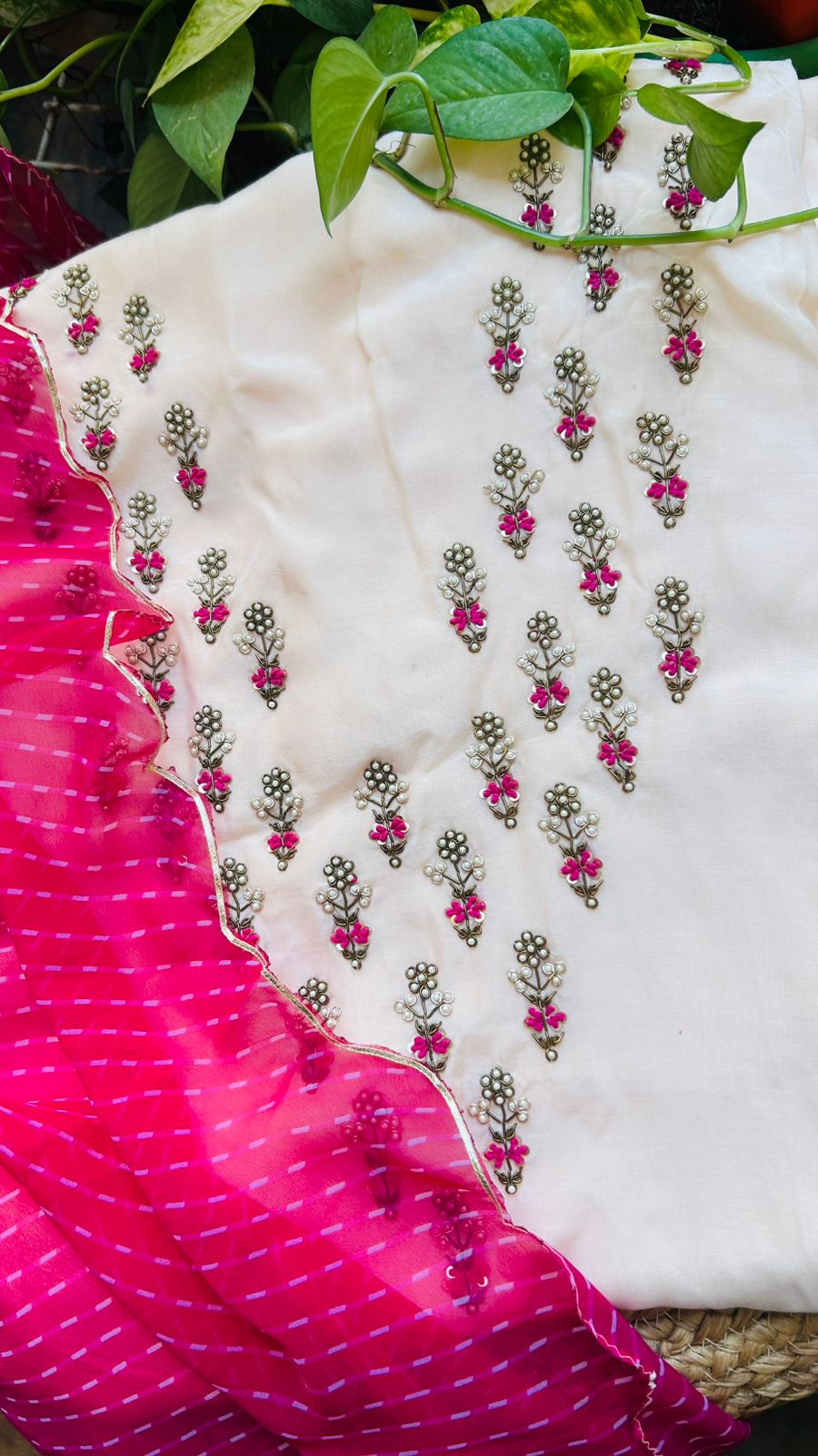 Peach Gota Patti Kurti