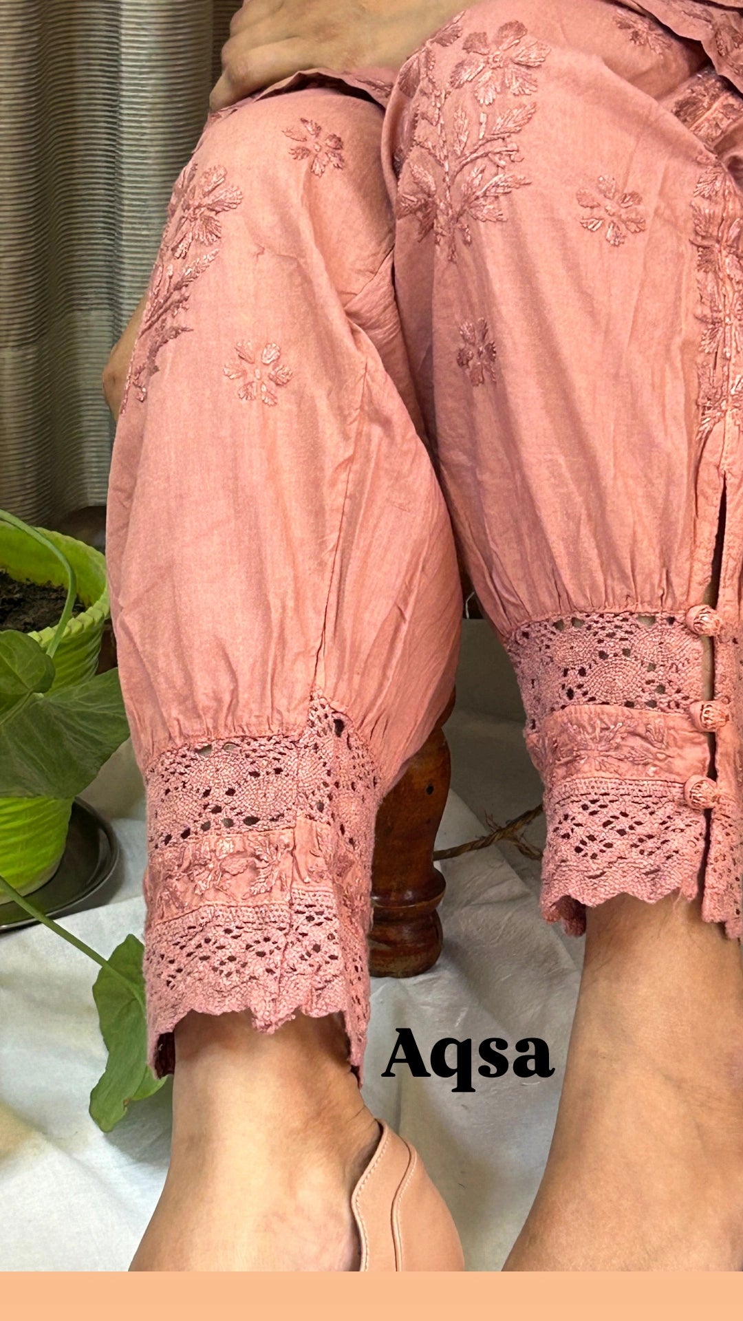 Aqsa Light Brown Chikankari Afghani Salwar
