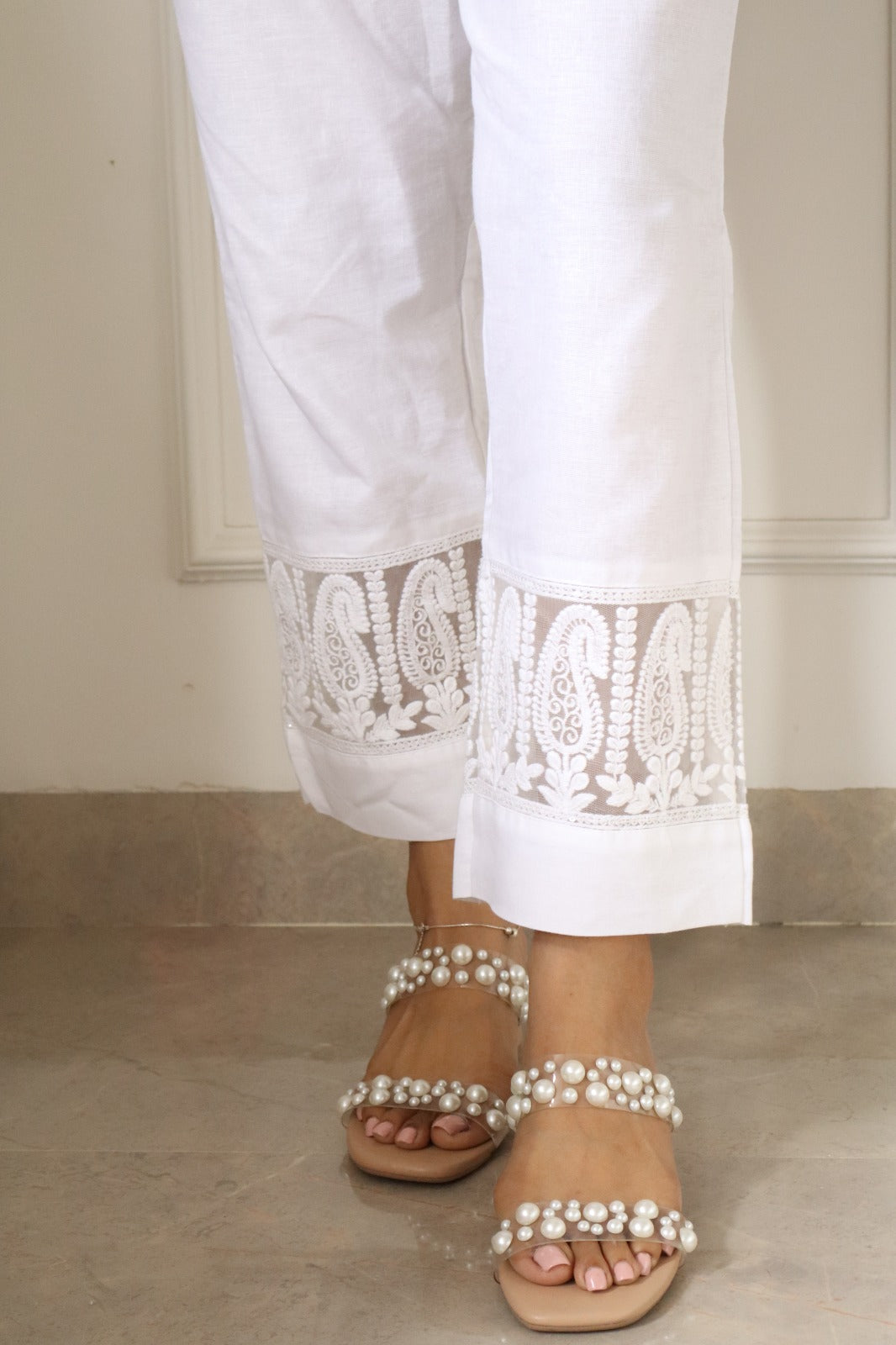 Premium Cotton White Straight Pakistani Pant