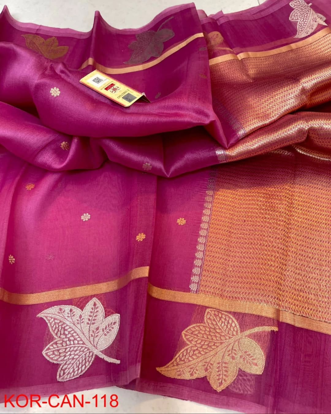Pink Elegant Banarasi Kora Silk Saree