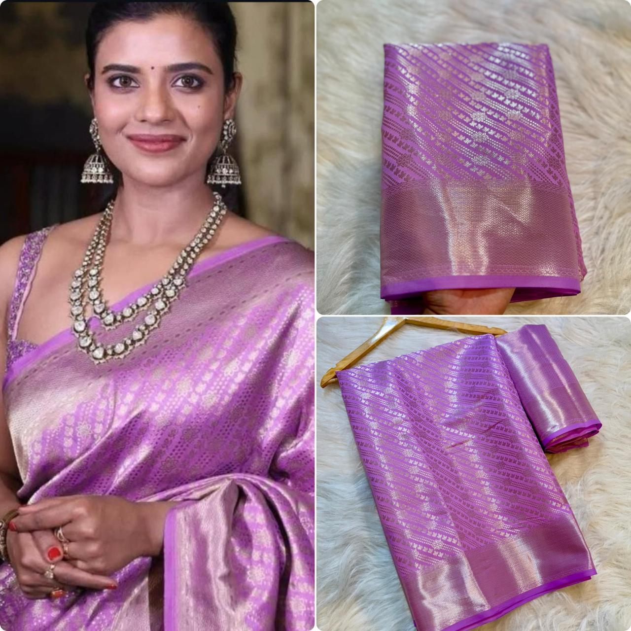 Pink Semi Kathan Silk Saree