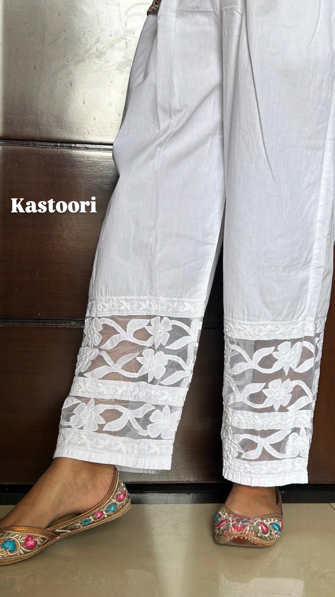 Kastoori chikankari plazzo with applique work