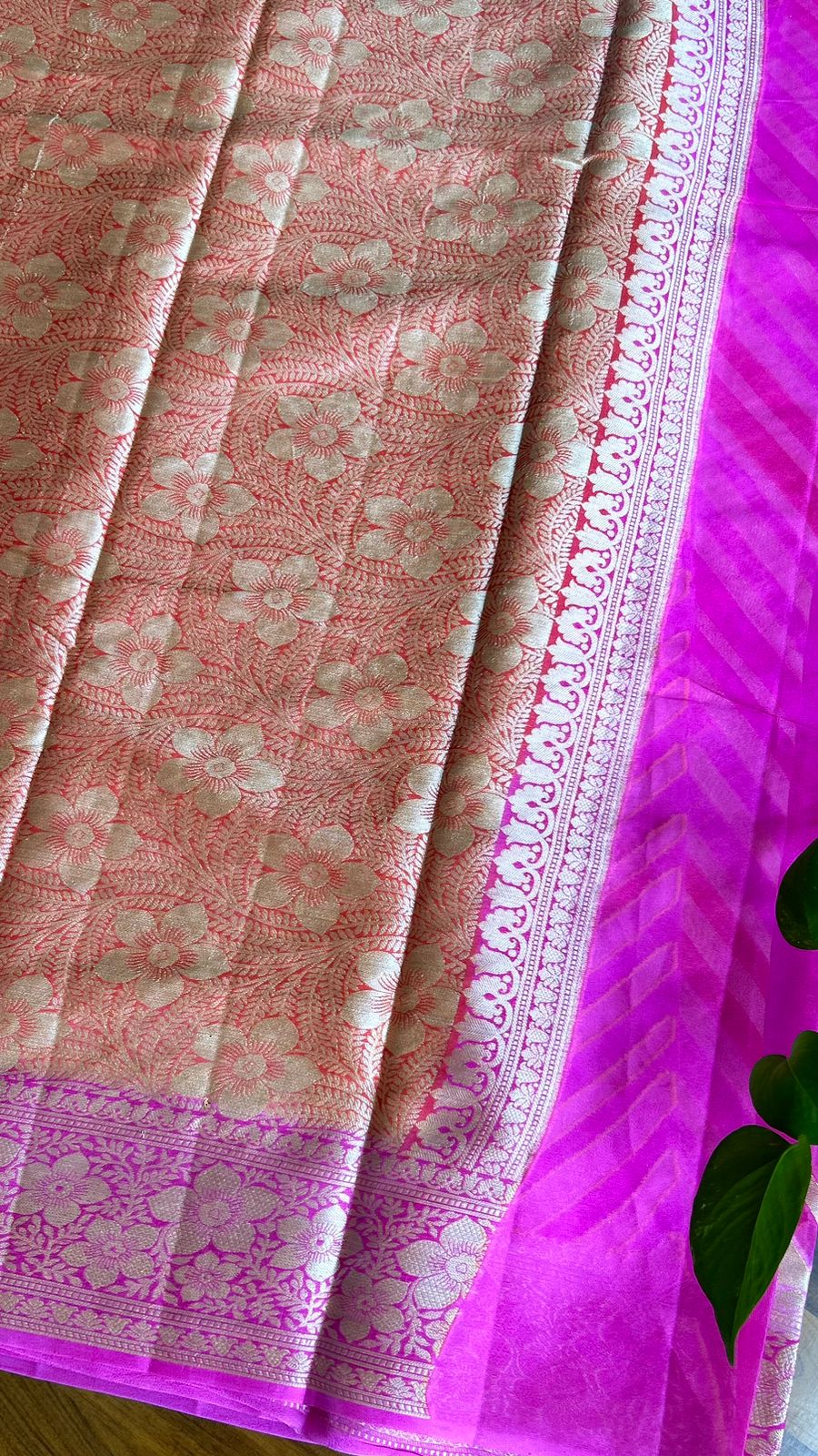 Elegant Shades of Pink Banarasi Meenakari Saree