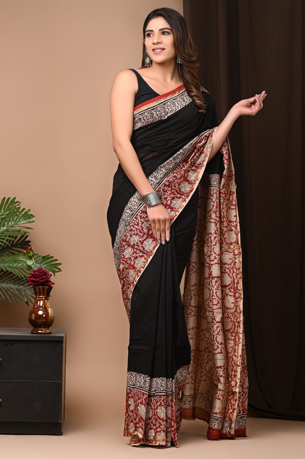 Black Chanderi Saree