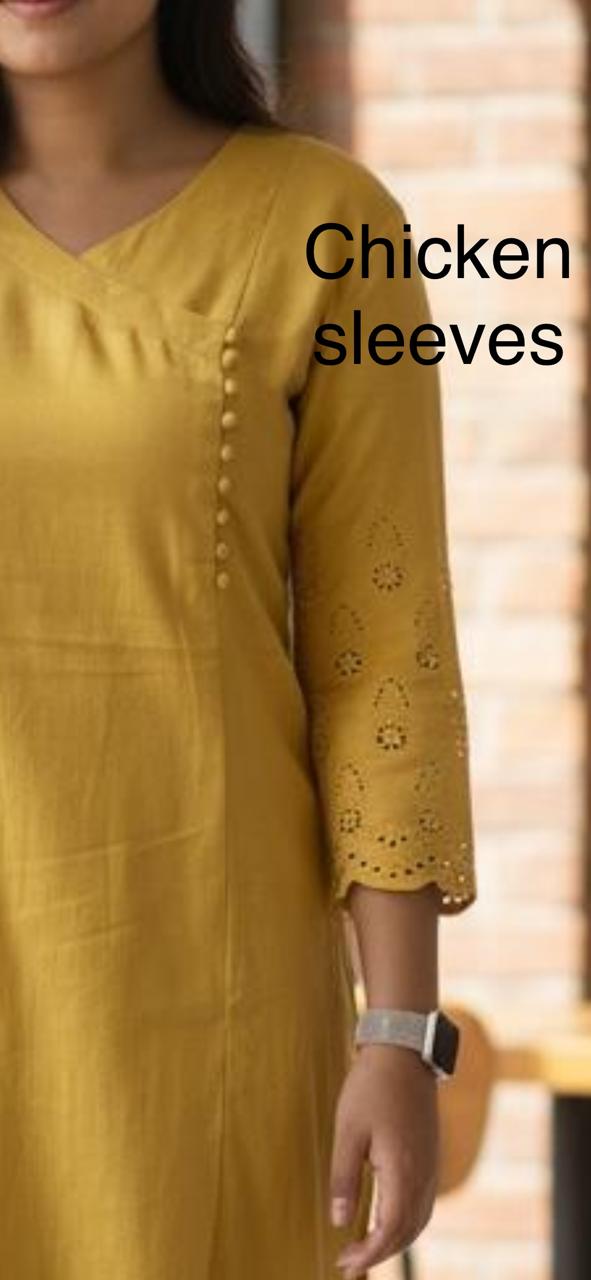 Mustard Yellow Coord Set With Chikankari Cutwork Cotton