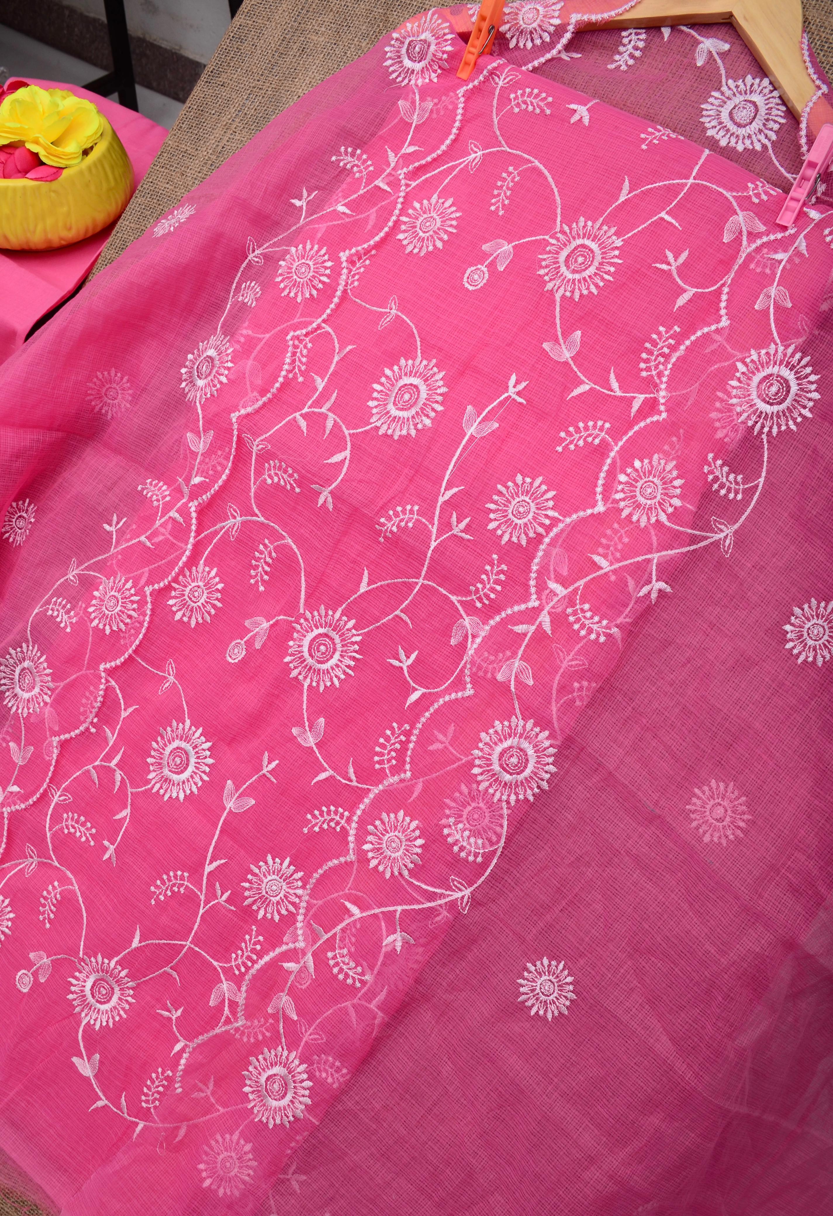 Kota Doriya Embroidery Work Suit In Pink