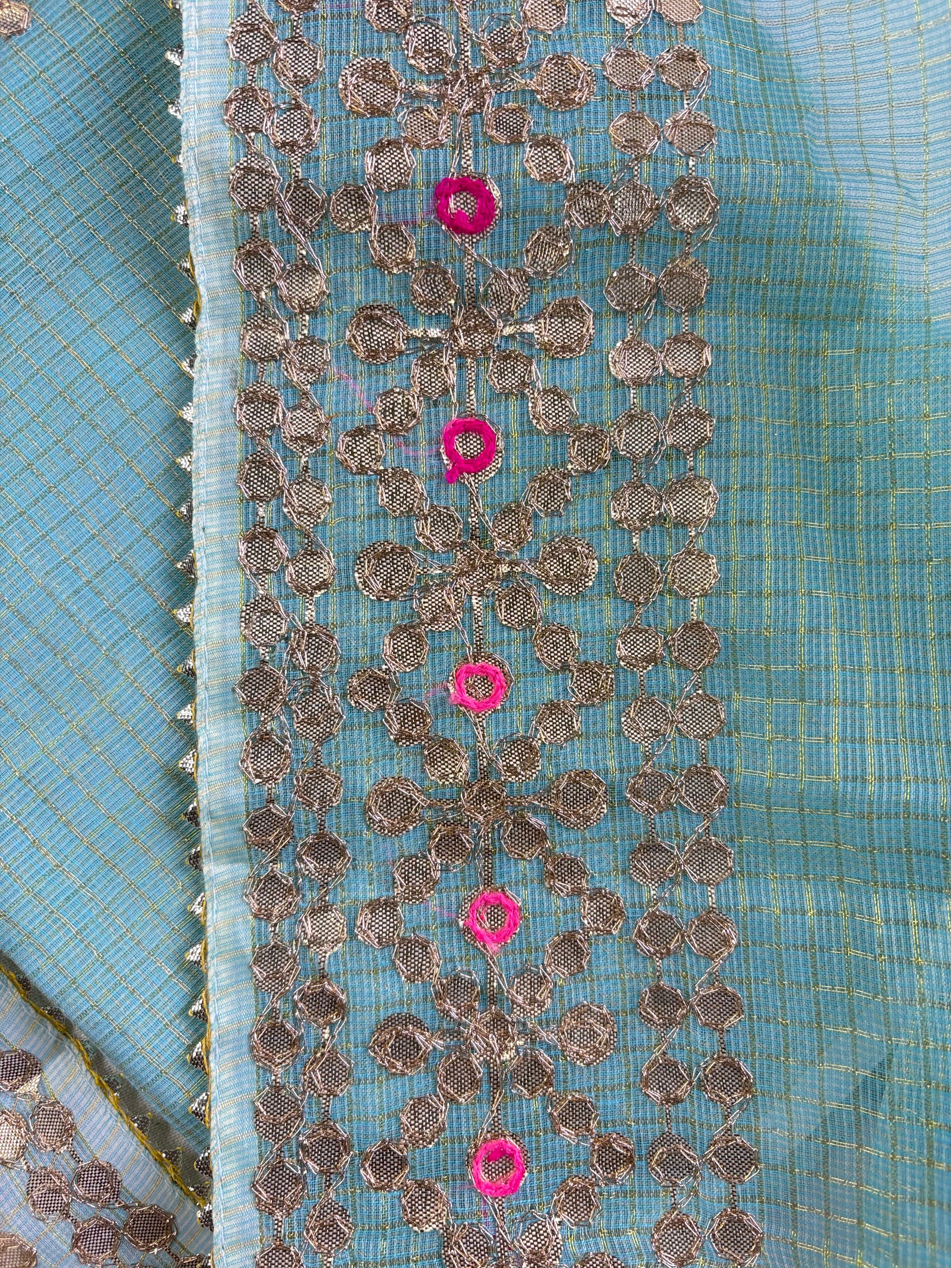 Tuhina- Wedding Wear Kota Gota Patti Salwar Suit In Gota Work Skyblue Color