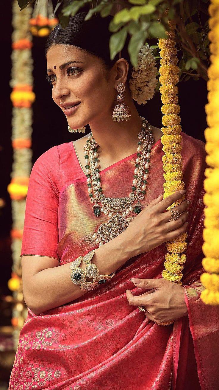 Pink Banarasi Tissue Zari Silk Saree