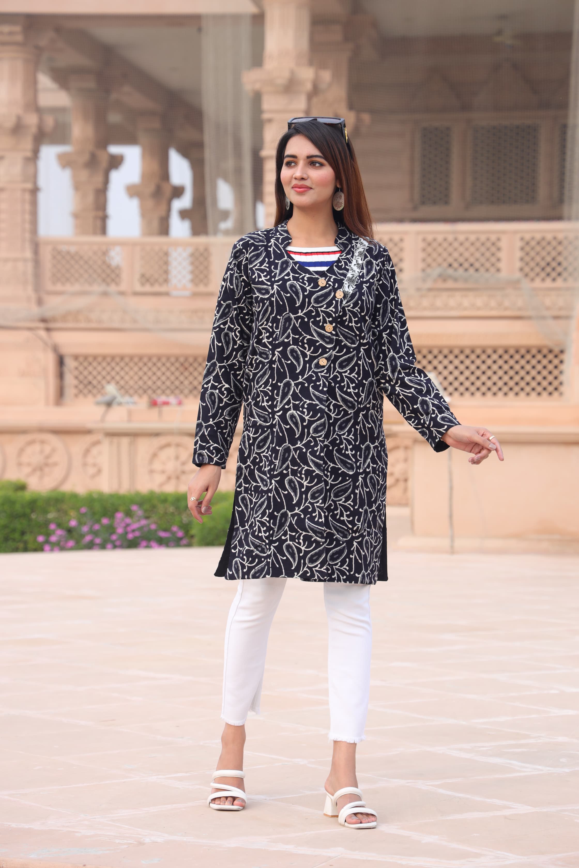 Beautiful Black Bagru Hand Block Printed Pure Cotton Winter Jackets