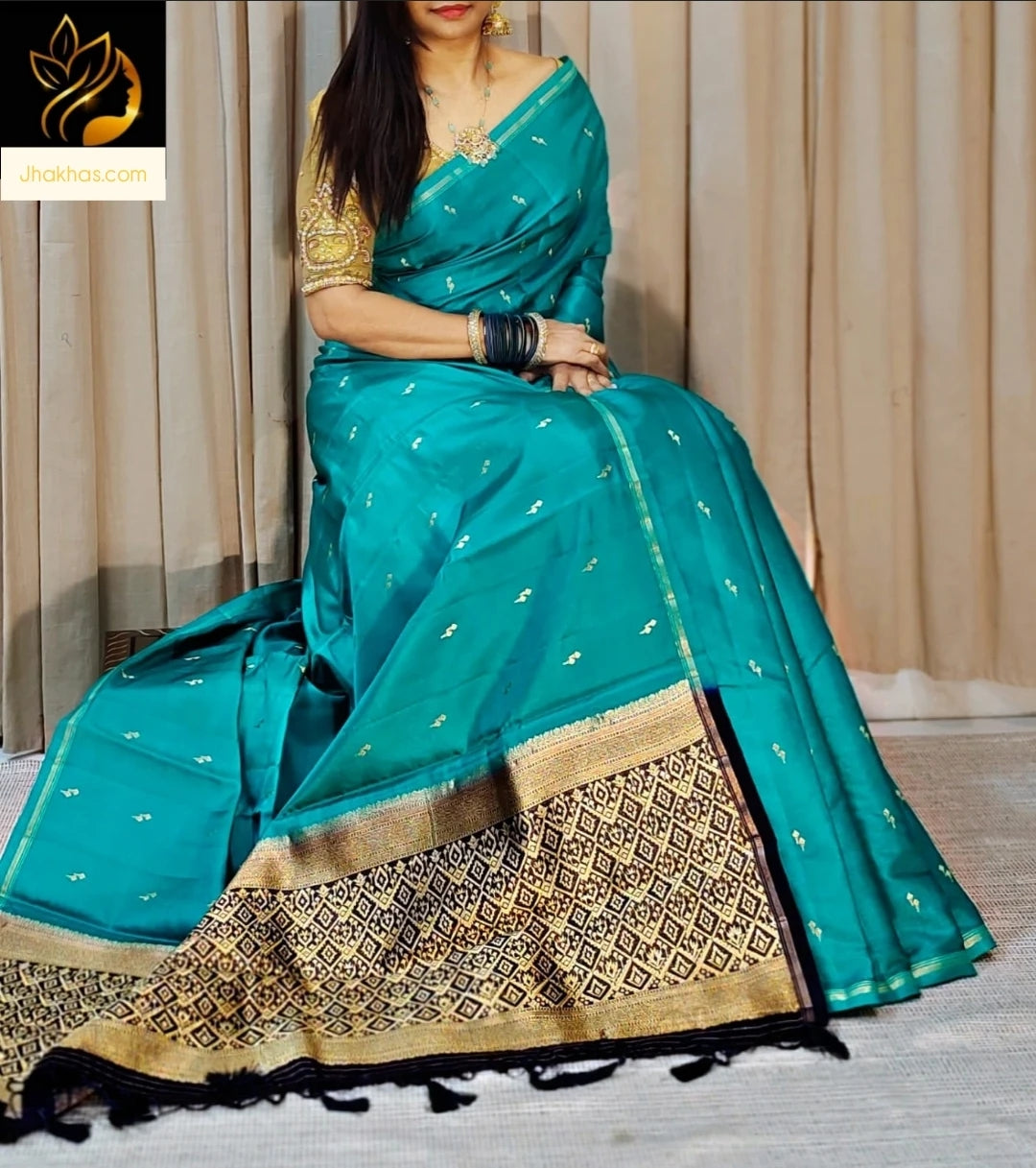 Blue Banarasee Semi Georgette Zari Work Saree