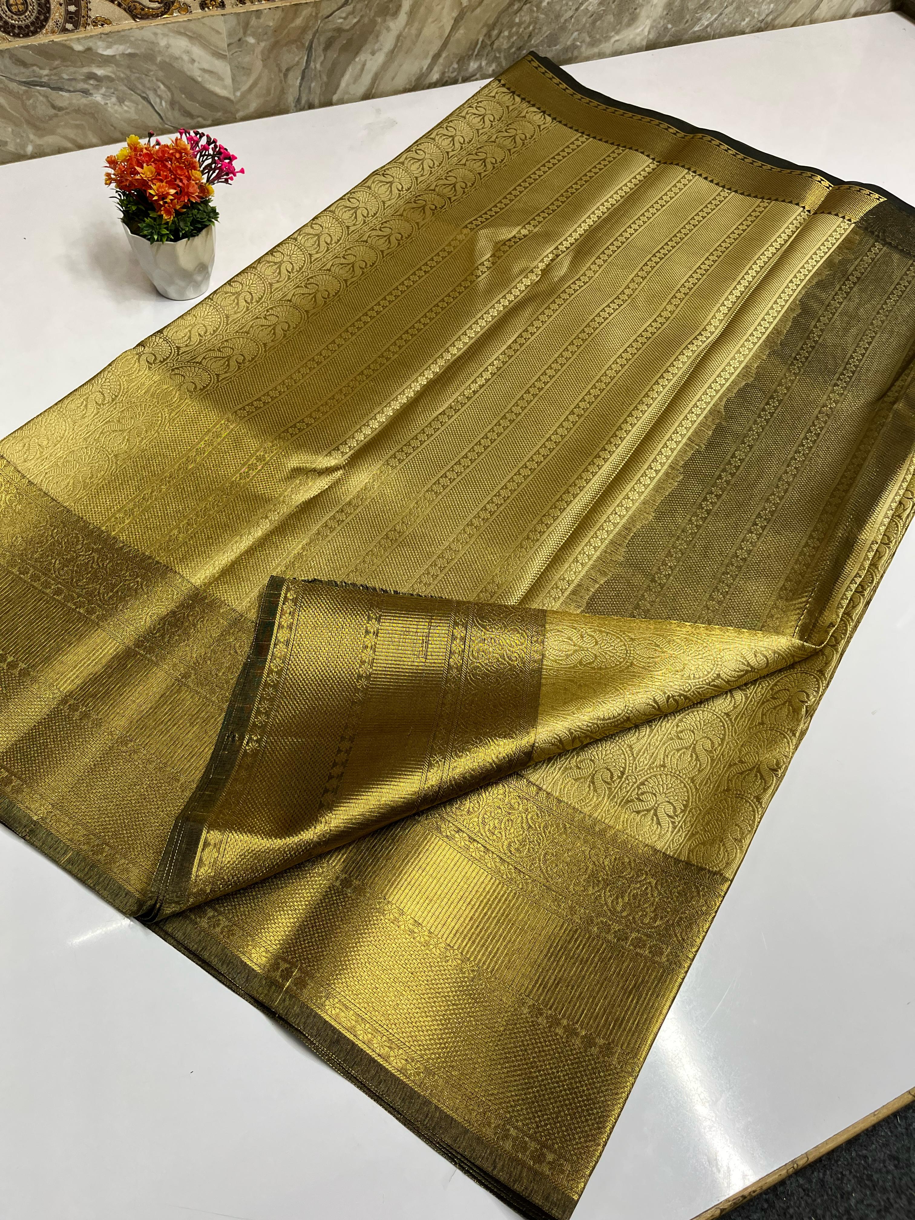 Kanjivaram Style Soft Pattu Tissue Saree