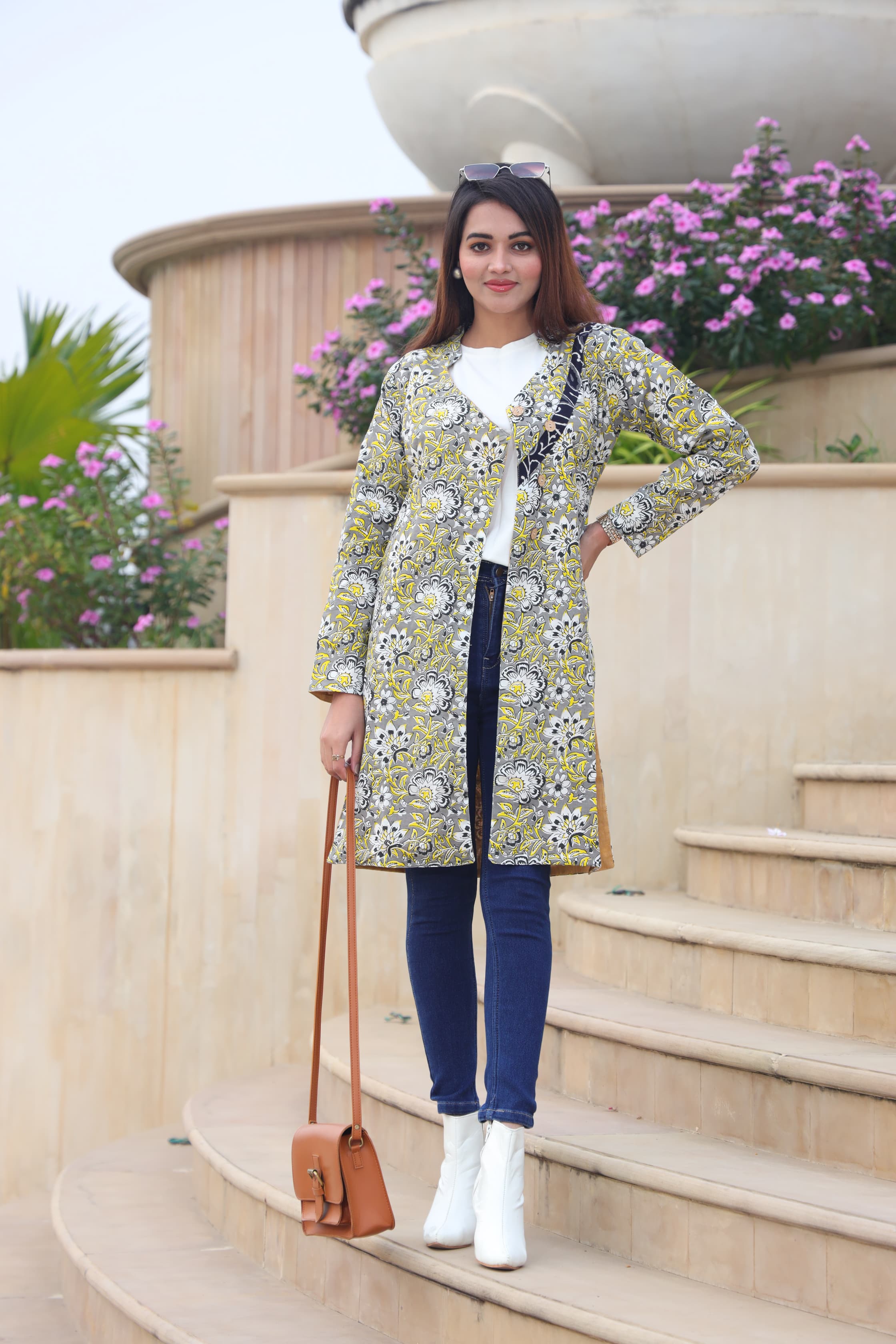 Beautiful Grey Bagru Hand Block Printed Pure Cotton Winter Jackets