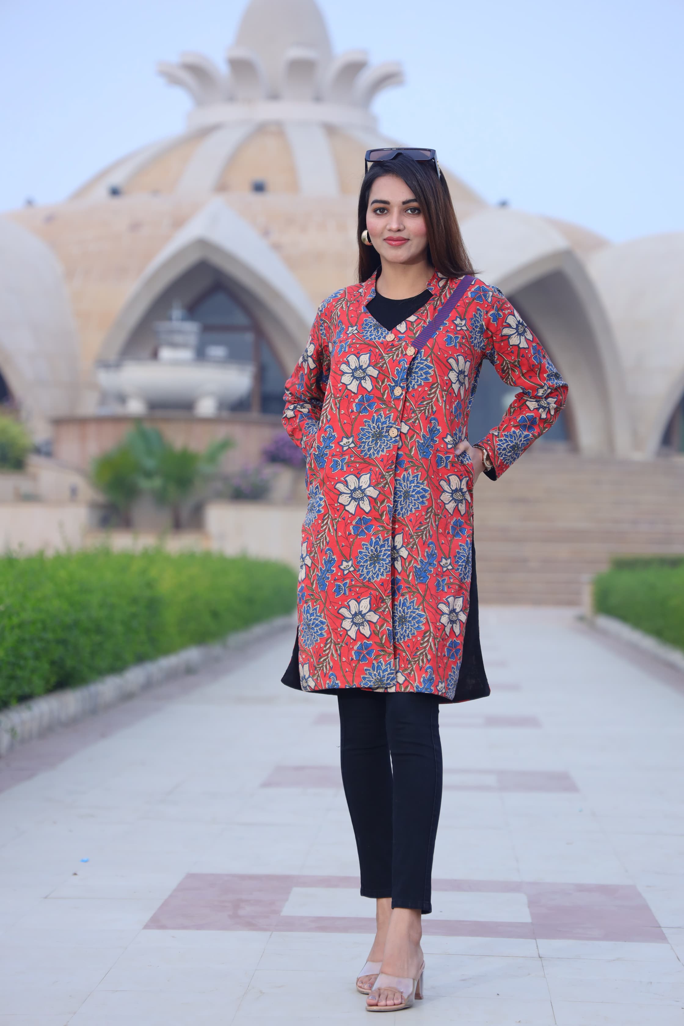 Beautiful Red Bagru Hand Block Printed Pure Cotton Winter Jackets