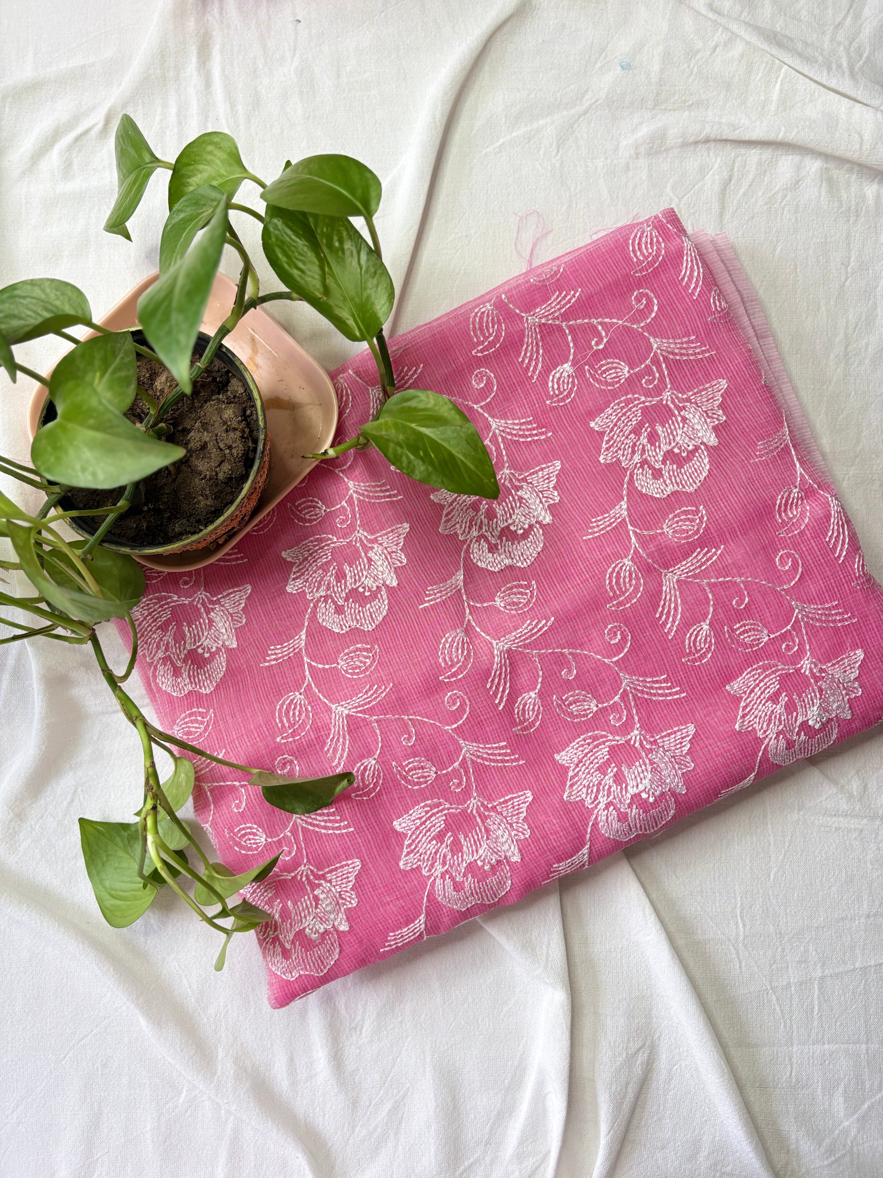 Kota Doriya Embroidery Work Suit In Pink