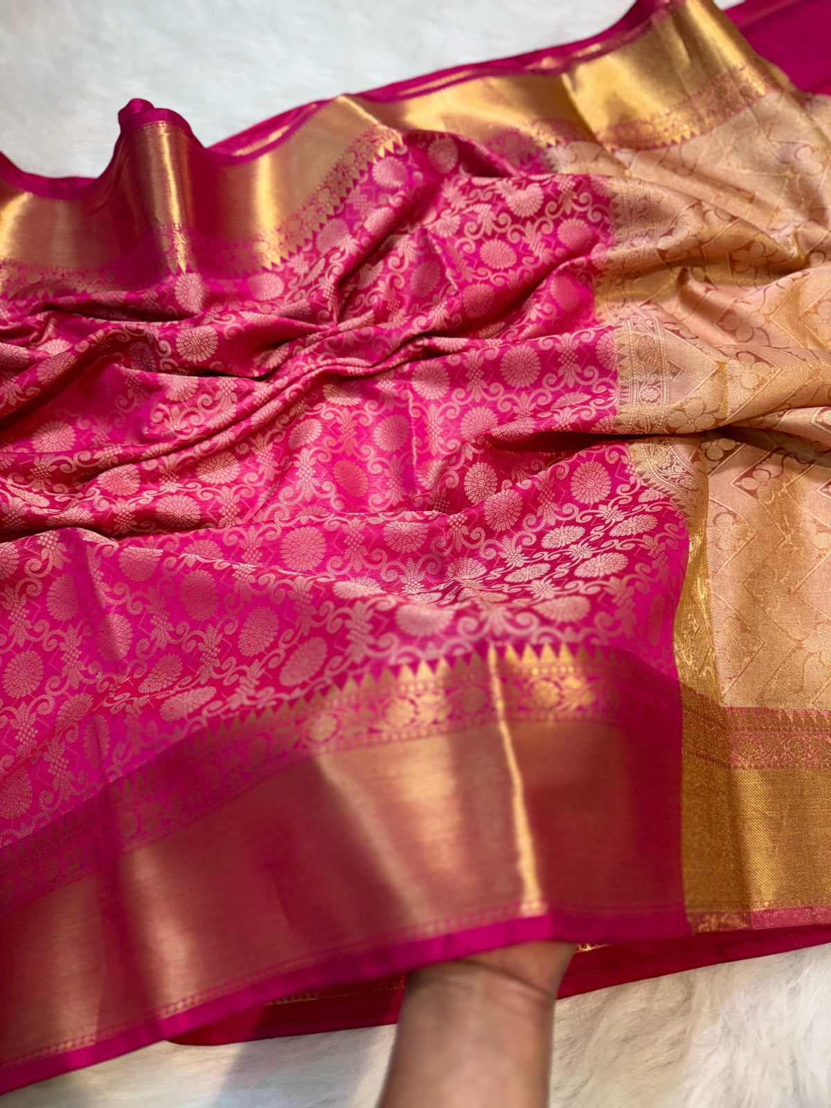 Pink Banarasi Tissue Zari Silk Saree