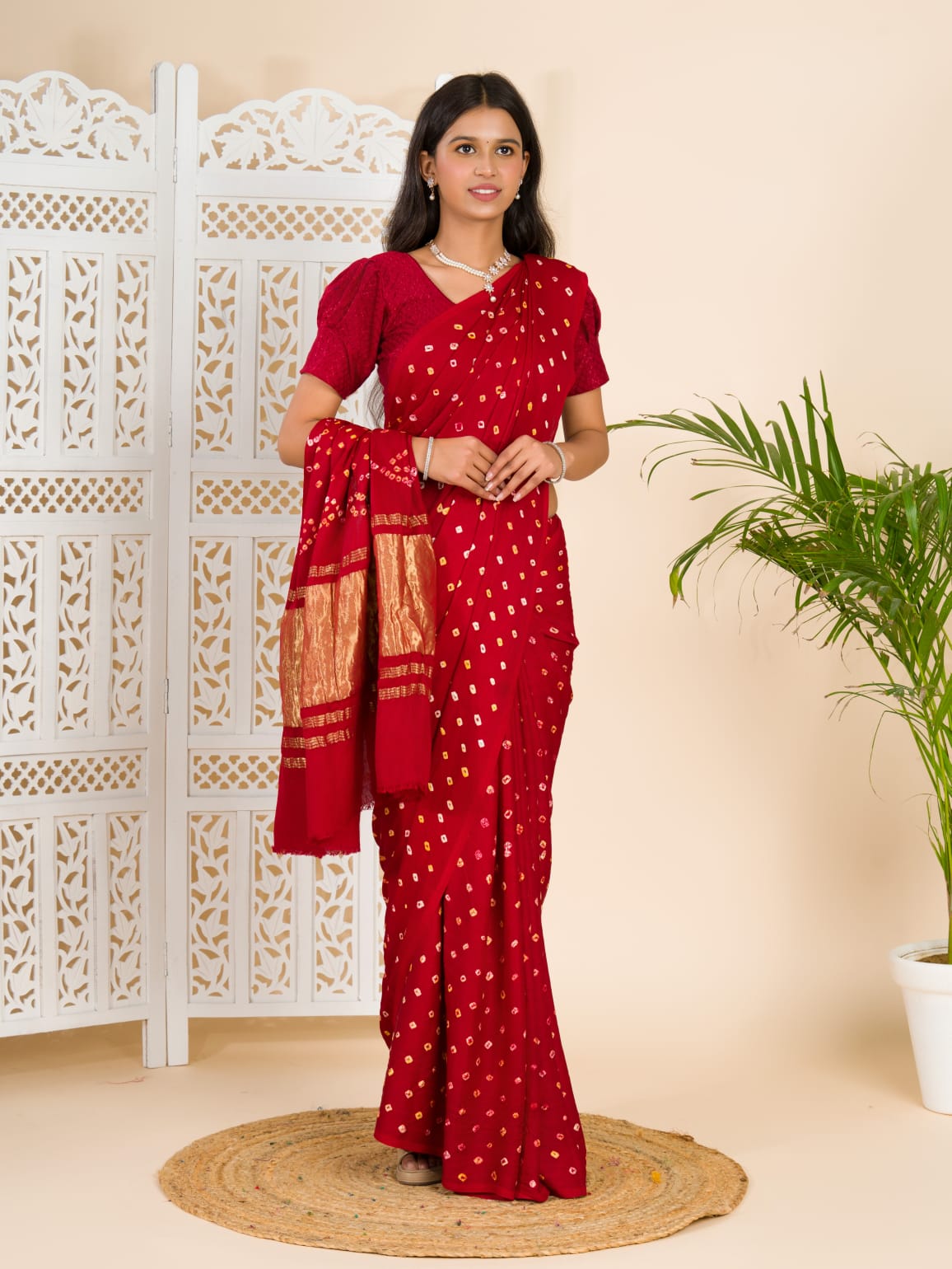 Maroon Modal Gaji Silk Saree