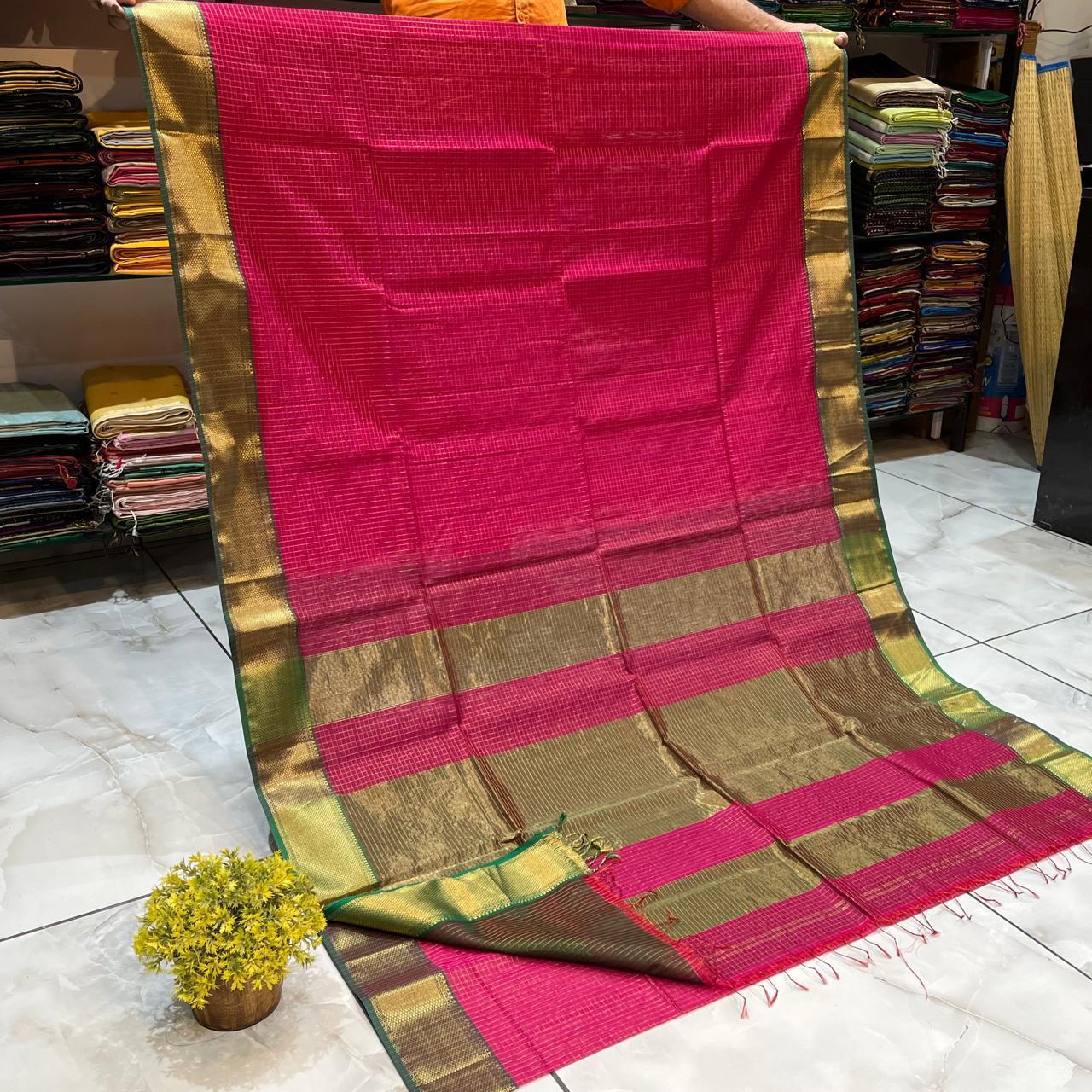 Maheshwari Silk Saree In Pink