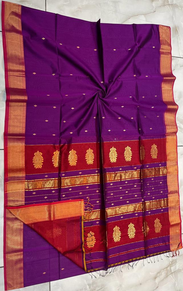 Maheshwari Silk Saree In purple