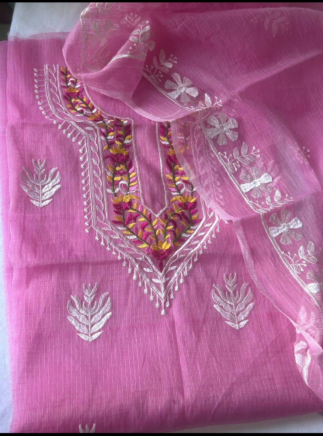 Kota Doriya Embroidery Work Suit In Pink