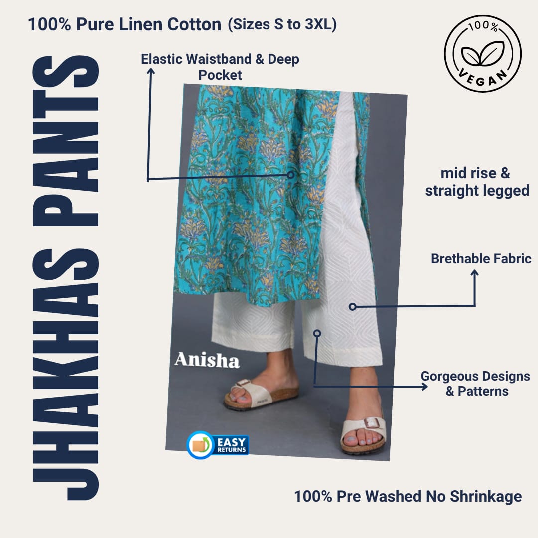 Anisha Beautiful Cream Straight Pant In Cotton For Women