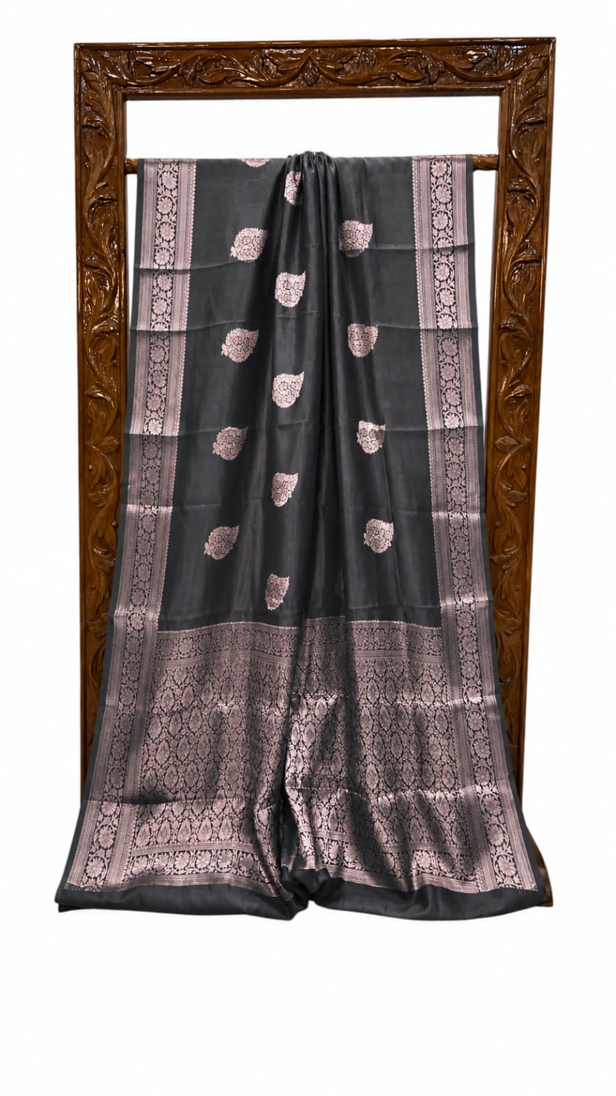 Banarasi Handloom Raw Mango Silk Saree In Black