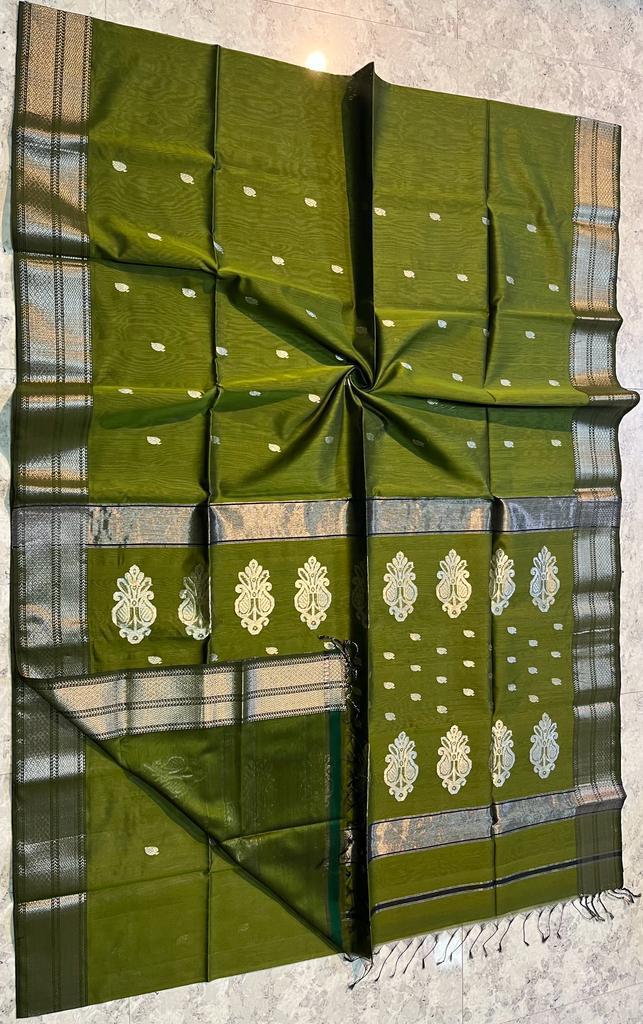 Maheshwari Silk Saree In Green