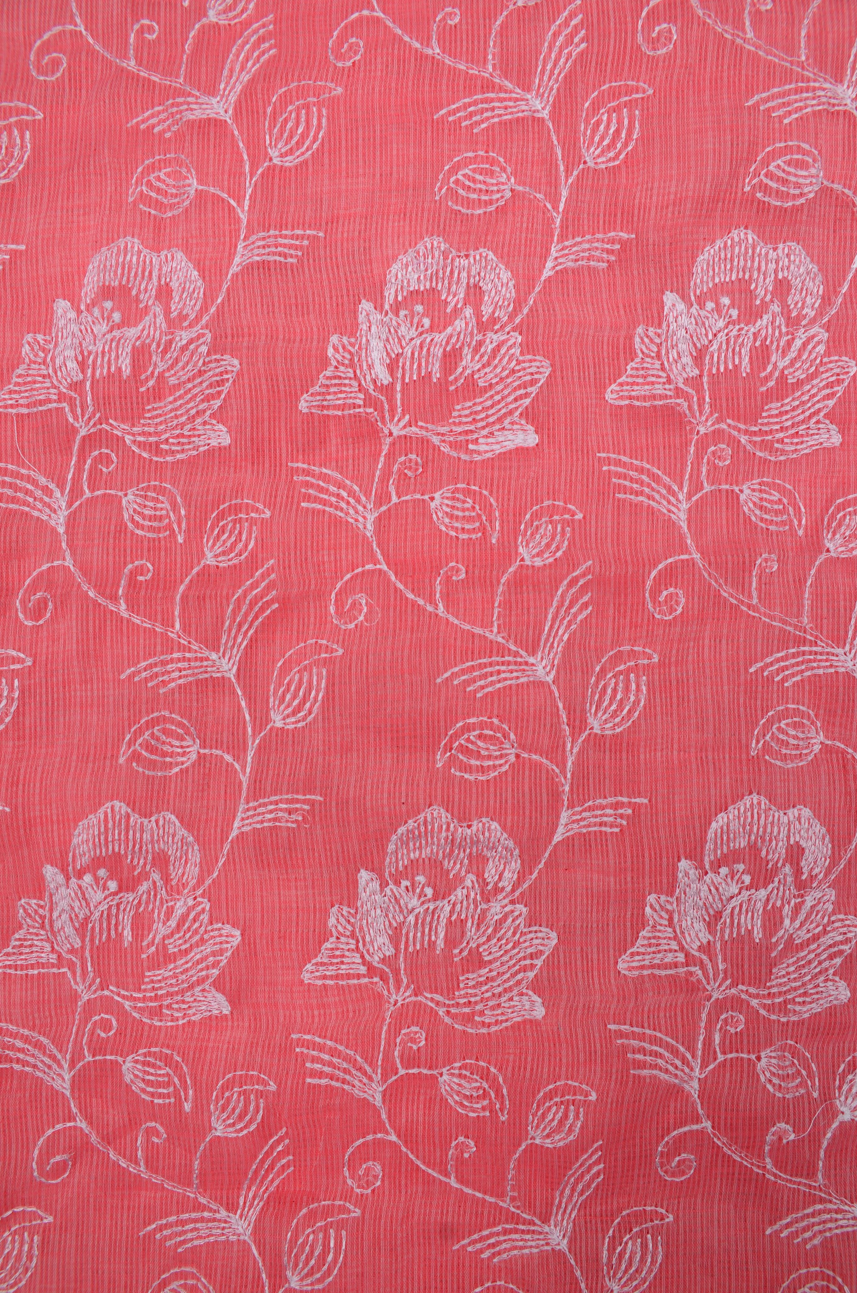 Kota Doriya Embroidery Work Suit In Peach