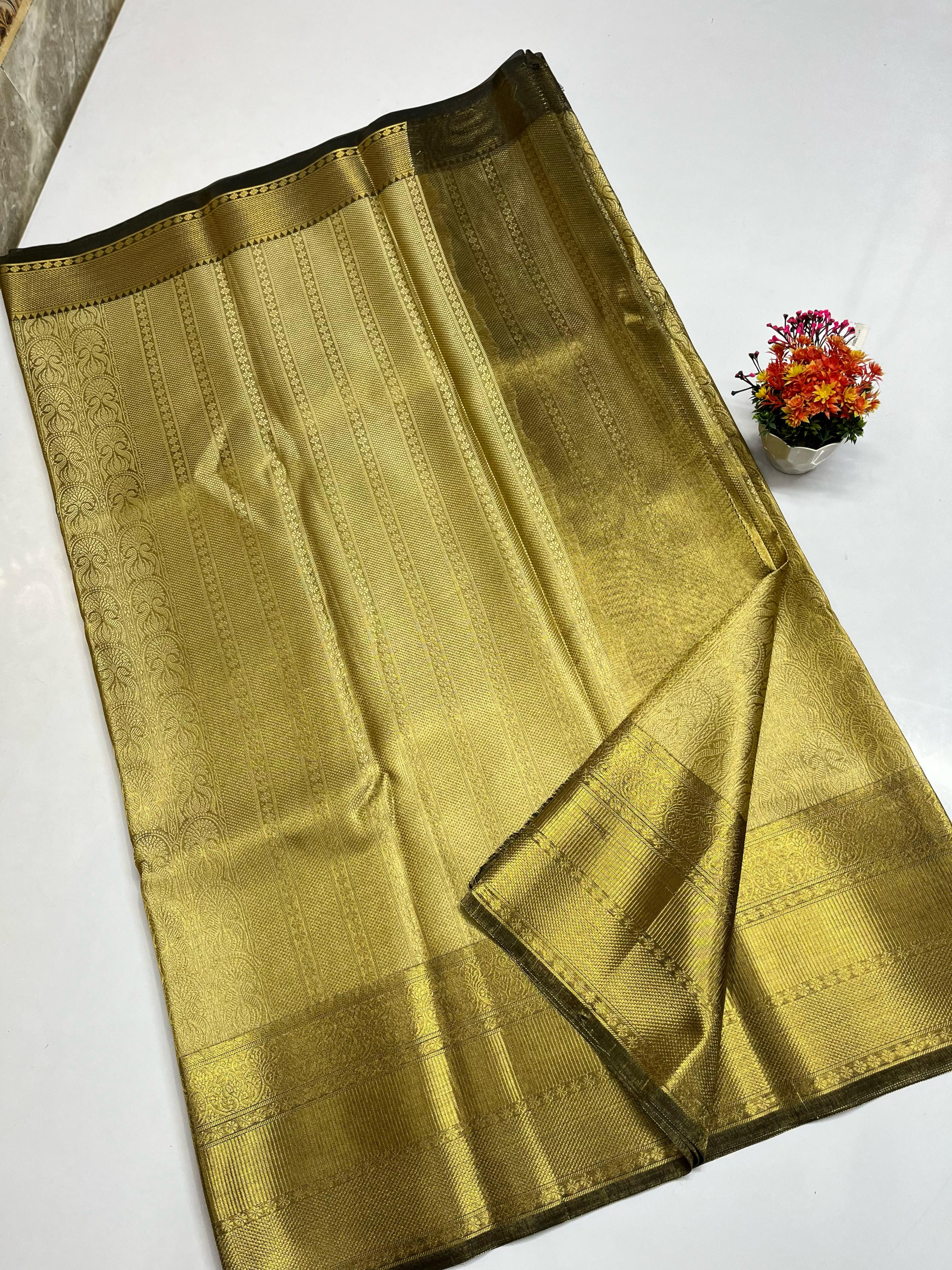 Kanjivaram Style Soft Pattu Tissue Saree