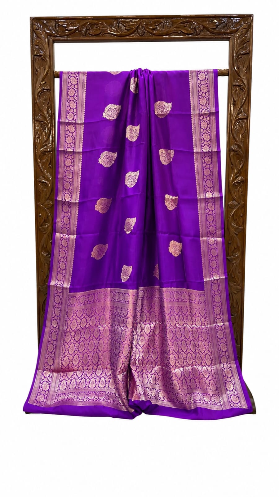Banarasi Handloom Raw Mango Silk Saree In Purple