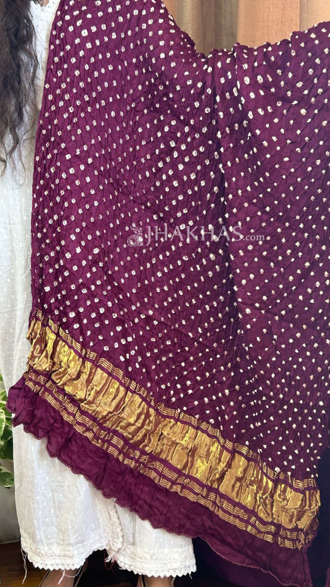 Wine Purple silk ghatchola banarasi dupatta 