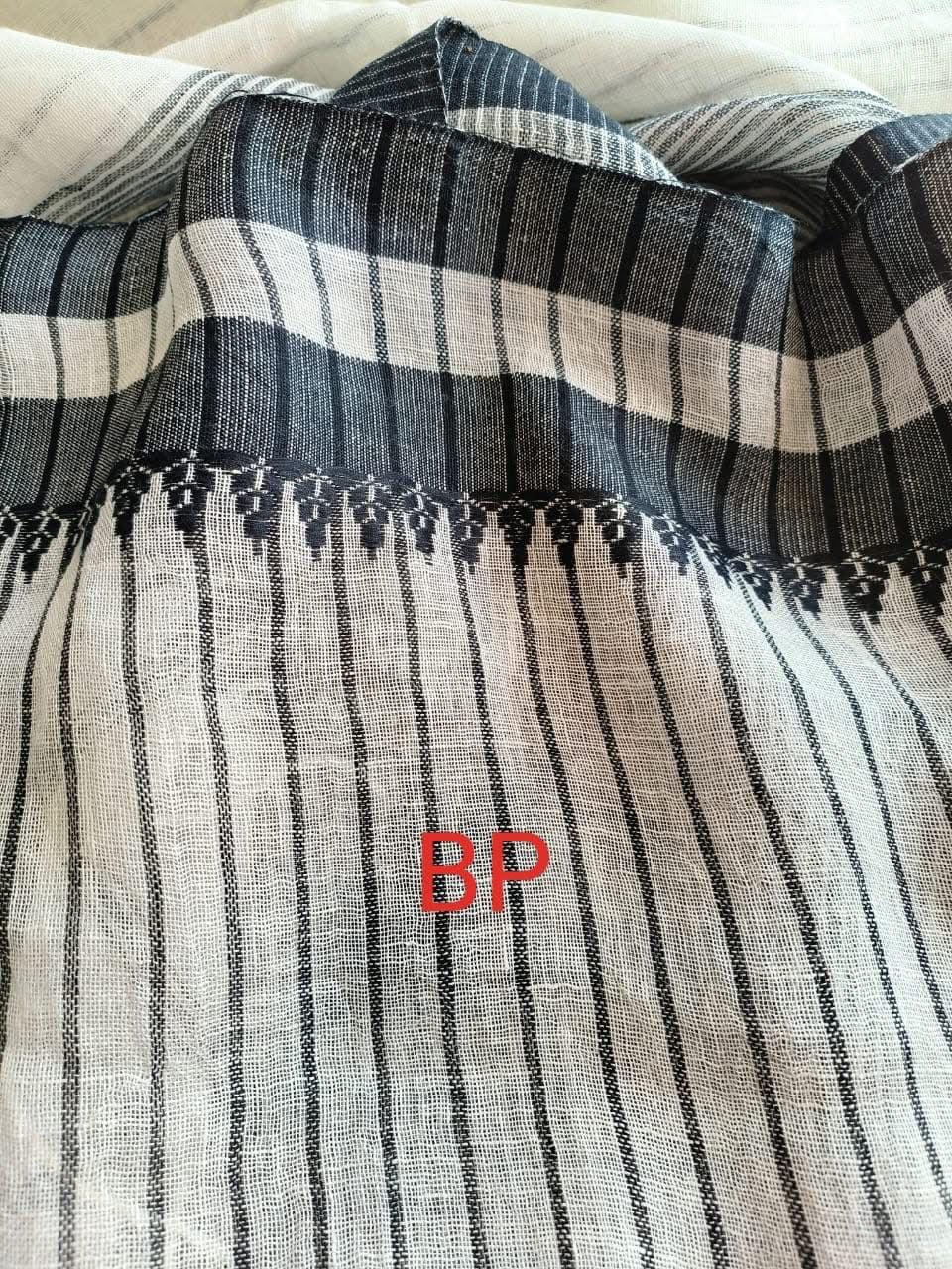 White Pure Linen Saree