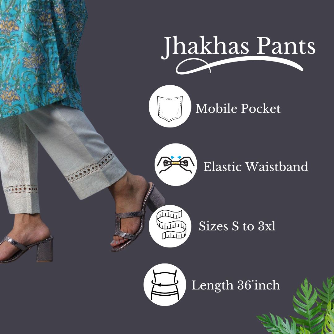 Anam Women Cotton Linen Pants In Cream Color
