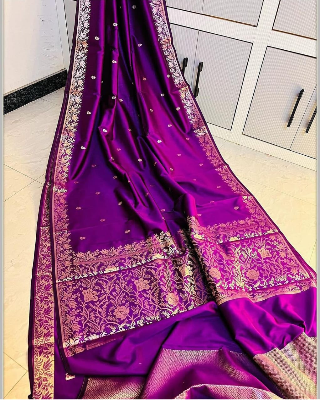 Royal Purple Banarasi Soft Silk Fancy Saree