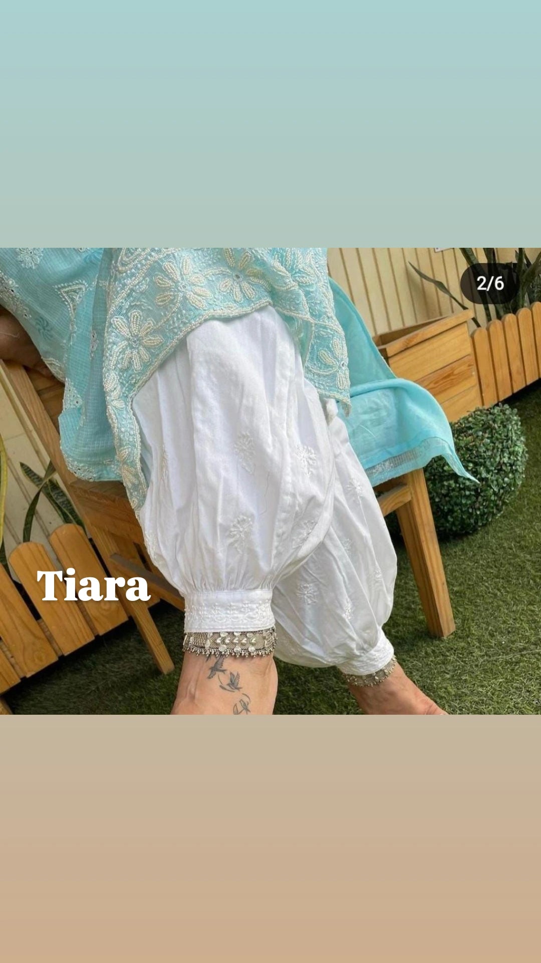 Tiara Chikankari Baloon White Salwar For Women