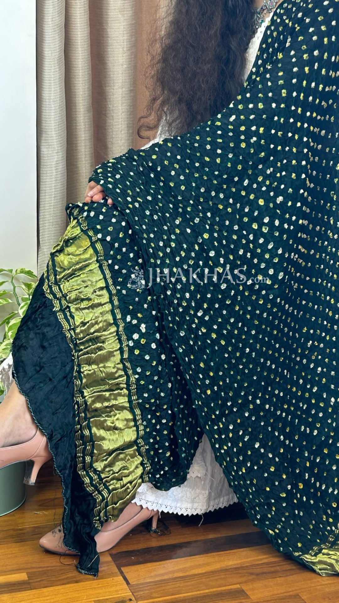 Emerald Green Modal Silk gharchola dupatta