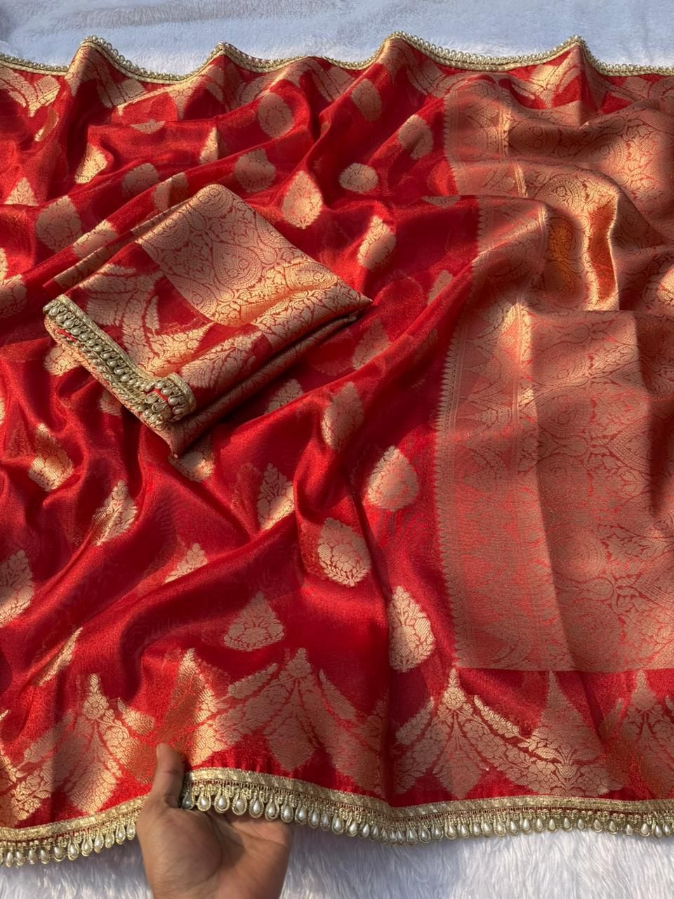 Banarasi Rich Zari Tissue Silk Saree In Red
