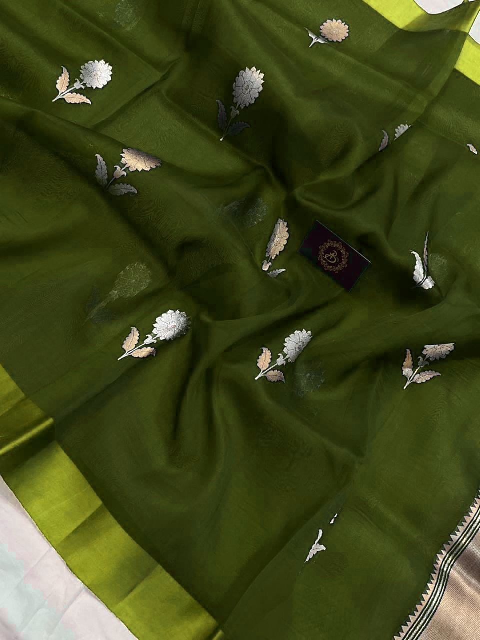 Hena Green Semi Georgette Banarasi Soft Silk Saree