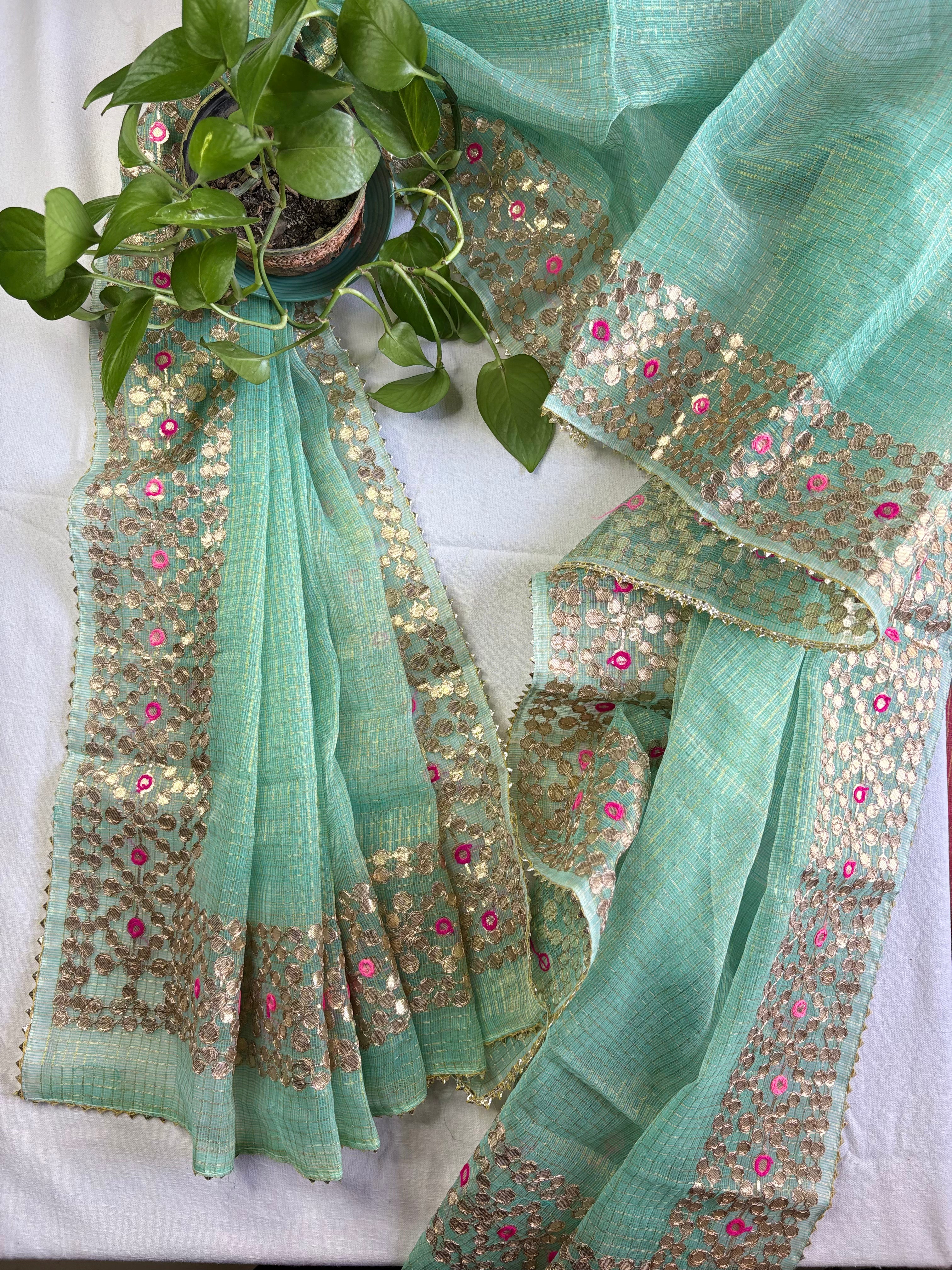 Wedding Wear Kota Gota Patti Salwar Suit In Gota Work Green Color
