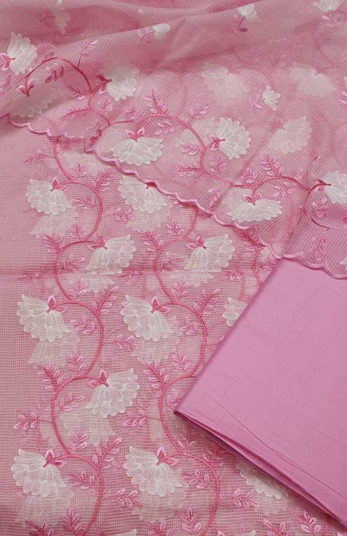 Baby Pink Kota Doriya Embroidery Work Suit